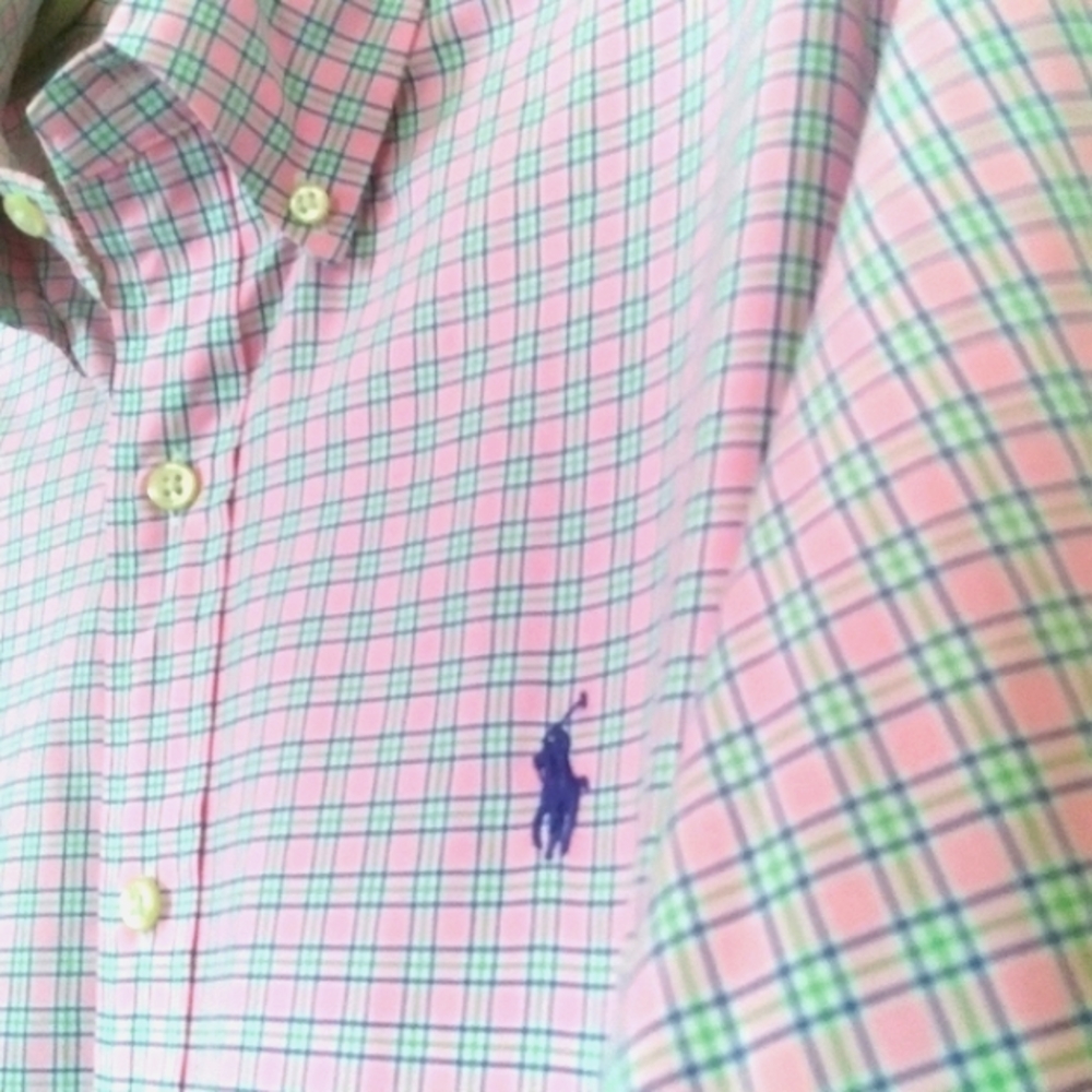 Polo by Ralph Lauren Men's Pink Checkered Shirt Navy Pony XL‎
